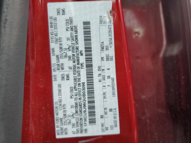 Photo 10 from auction – 2016 FORD ESCAPE TIT with VIN 1FMCU9J96GUB03098