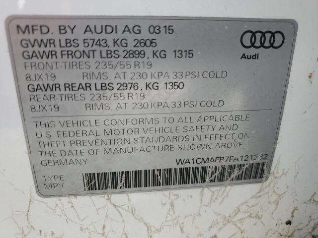 Photo 10 from auction – 2015 AUDI Q5 TDI PRE with VIN WA1CMAFP7FA121262