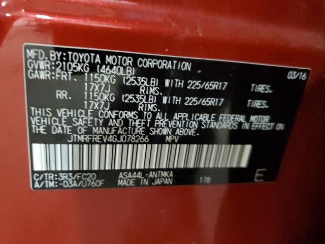Photo 10 from auction – 2016 TOYOTA RAV4 XLE with VIN JTMRFREV4GJ078266