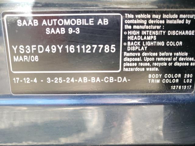 Photo 10 from auction – 2006 SAAB 9-3 with VIN YS3FD49Y161127785