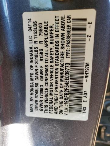 Photo 10 from auction – 2014 HONDA CIVIC LX with VIN 19XFB2F54EE039773