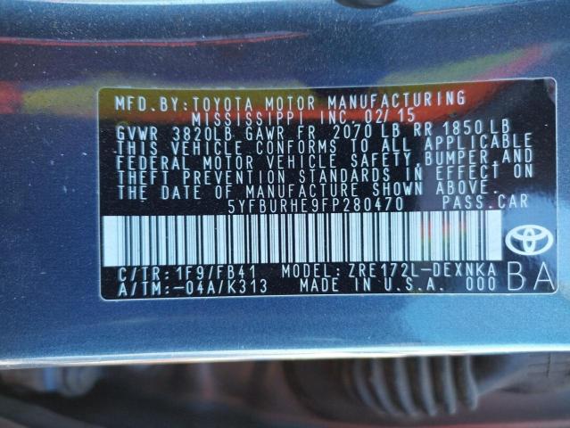 Photo 10 from auction – 2015 TOYOTA COROLLA L with VIN 5YFBURHE9FP280470