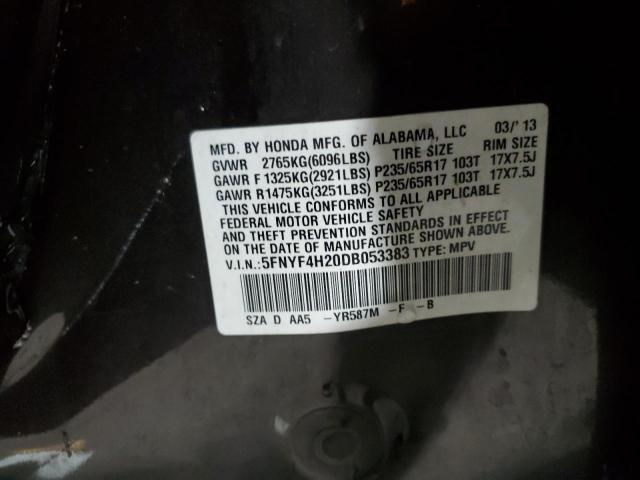 Photo 10 from auction – 2013 HONDA PILOT LX with VIN 5FNYF4H20DB053383