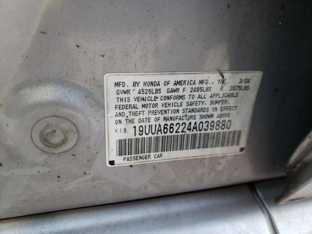 Photo 10 from auction – 2004 ACURA TL with VIN 19UUA66224A039880