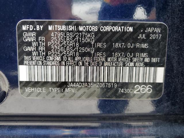 Photo 10 from auction – 2017 MITSUBISHI OUTLANDER with VIN JA4AD3A35HZ067519