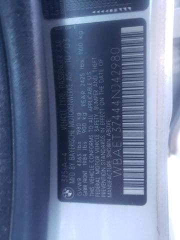Photo 10 from auction – 2004 BMW 3 SERIES with VIN WBAET37444NJ42980