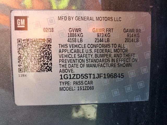 Photo 10 from auction – 2018 CHEVROLET MALIBU LT with VIN 1G1ZD5ST1JF196845