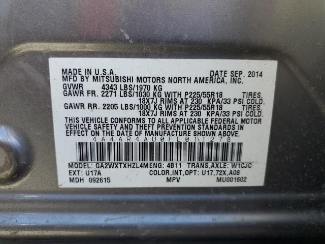 Photo 10 from auction – 2015 MITSUBISHI OUTLANDER with VIN 4A4AR4AU0FE011278