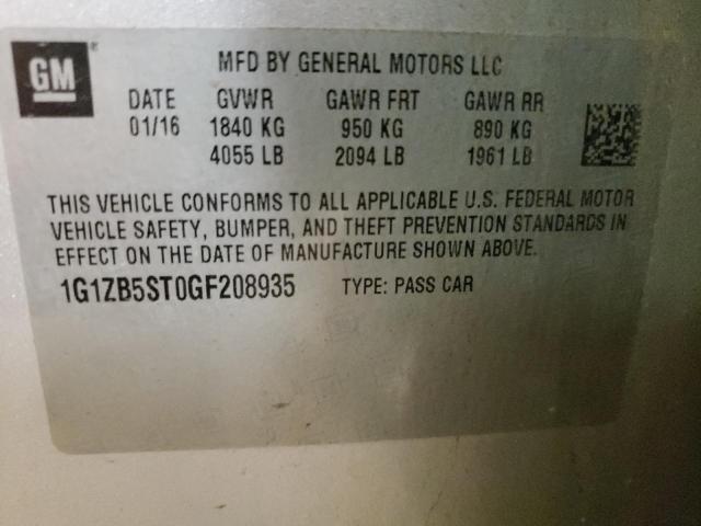 Photo 10 from auction – 2016 CHEVROLET MALIBU LS with VIN 1G1ZB5ST0GF208935