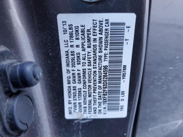 Photo 10 from auction – 2013 HONDA CIVIC EXL with VIN 19XFB2F93DE284596