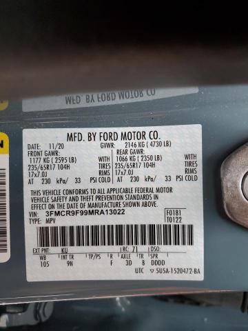 Photo 10 from auction – 2021 FORD BRONCO SPO with VIN 3FMCR9F99MRA13022
