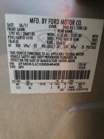 Photo 10 from auction – 2011 FORD EDGE SEL with VIN 2FMDK3JCXBBB46408
