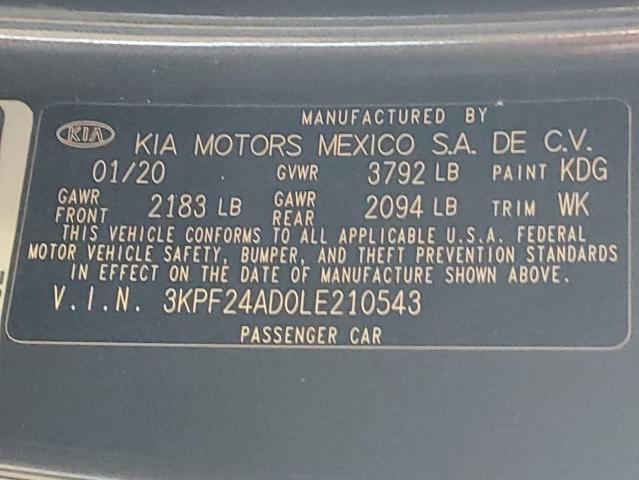 Photo 10 from auction – 2020 KIA FORTE FE with VIN 3KPF24AD0LE210543