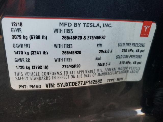 Photo 10 from auction – 2018 TESLA MODEL X with VIN 5YJXCDE27JF142582