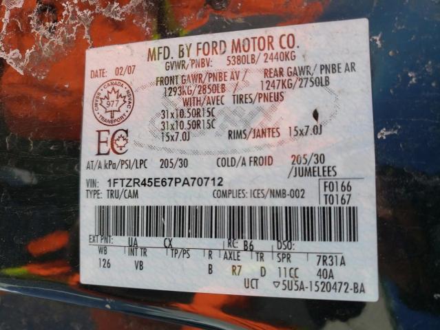 Photo 10 from auction – 2007 FORD RANGER SUP with VIN 1FTZR45E67PA70712