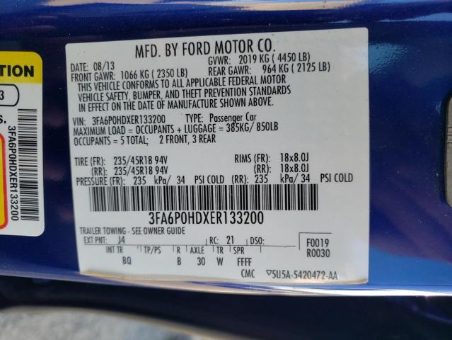 Photo 10 from auction – 2014 FORD FUSION SE with VIN 3FA6P0HDXER133200