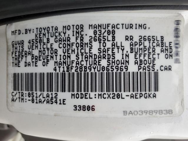Photo 10 from auction – 2000 TOYOTA AVALON XL with VIN 4T1BF28B9YU065969