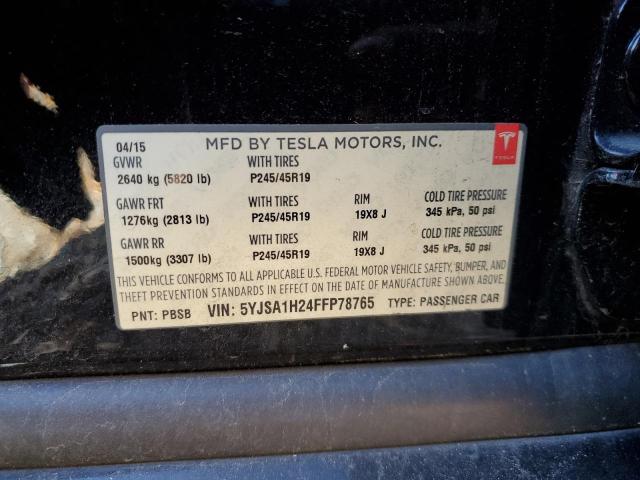 Photo 10 from auction – 2015 TESLA MODEL S 85 with VIN 5YJSA1H24FFP78765