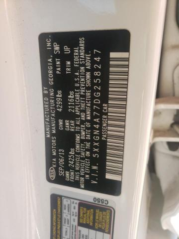 Photo 10 from auction – 2013 KIA OPTIMA EX with VIN 5XXGN4A77DG258247