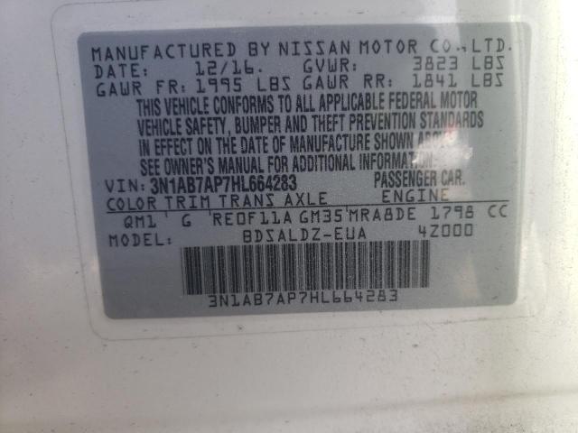 Photo 10 from auction – 2017 NISSAN SENTRA S with VIN 3N1AB7AP7HL664283