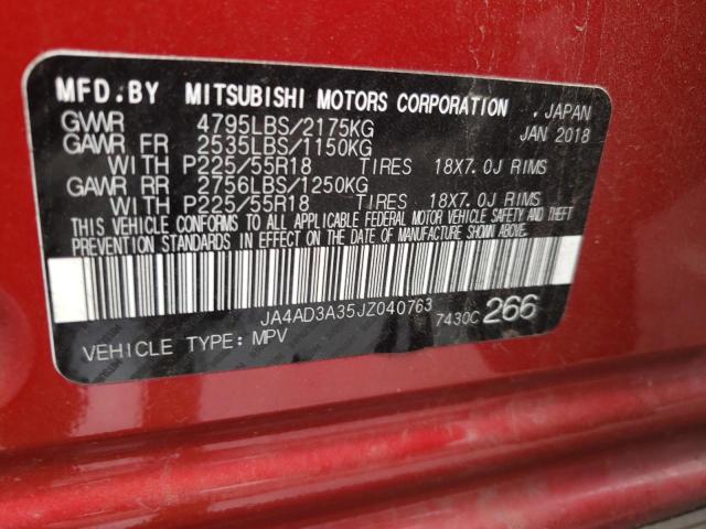Photo 10 from auction – 2018 MITSUBISHI OUTLANDER with VIN JA4AD3A35JZ040763