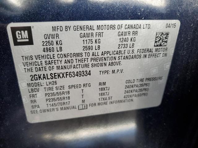Photo 10 from auction – 2015 GMC TERRAIN SL with VIN 2GKALSEKXF6349334