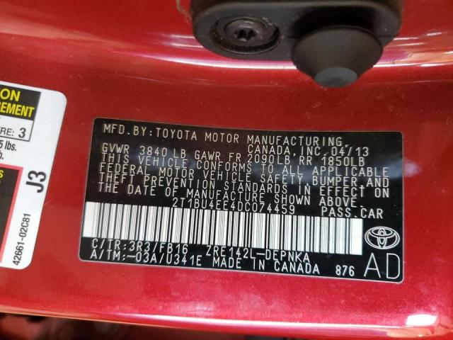Photo 10 from auction – 2013 TOYOTA COROLLA BA with VIN 2T1BU4EE4DC074459