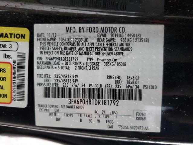 Photo 10 from auction – 2013 FORD FUSION SE with VIN 3FA6P0HR1DR181792