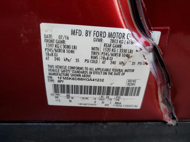 Photo 10 from auction – 2017 FORD EXPLORER X with VIN 1FM5K8D88HGA41232