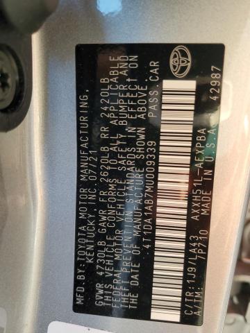 Photo 10 from auction – 2021 TOYOTA AVALON LIM with VIN 4T1DA1AB7MU009339