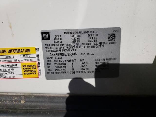 Photo 10 from auction – 2014 CHEVROLET TRAVERSE L with VIN 1GNKRGKD6EJ258815