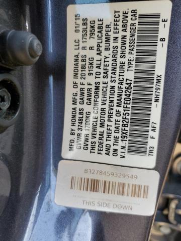 Photo 10 from auction – 2015 HONDA CIVIC LX with VIN 19XFB2F51FE042647