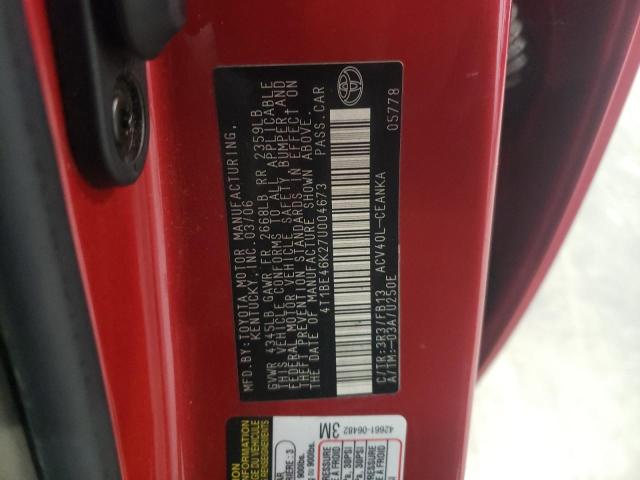 Photo 10 from auction – 2007 TOYOTA CAMRY CE with VIN 4T1BE46K27U004673