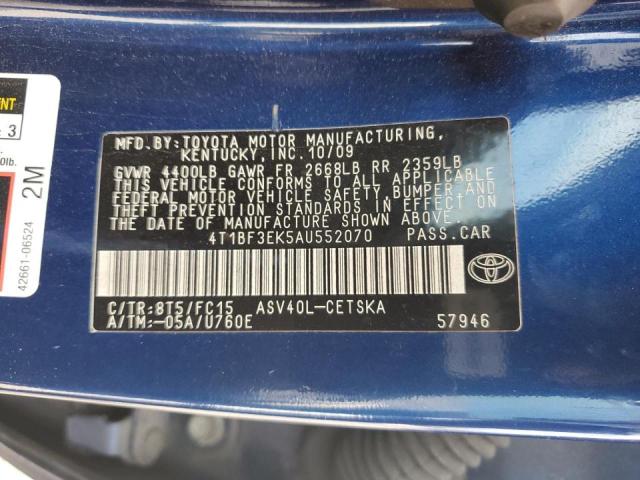 Photo 10 from auction – 2010 TOYOTA CAMRY BASE with VIN 4T1BF3EK5AU552070