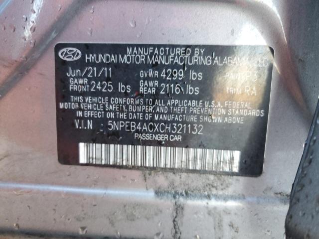 Photo 10 from auction – 2012 HYUNDAI SONATA GLS with VIN 5NPEB4ACXCH321132