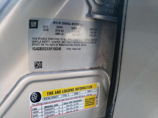 Photo 10 from auction – 2010 BUICK LACROSSE C with VIN 1G4GB5EGXAF156245