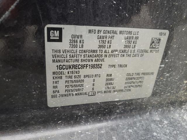 Photo 10 from auction – 2015 CHEVROLET SILVERADO with VIN 1GCUKREC8FF198352