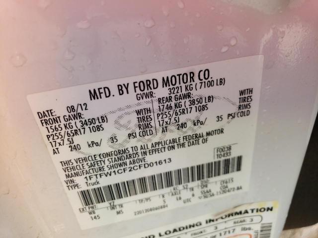 Photo 10 from auction – 2012 FORD F150 SUPER with VIN 1FTFW1CF2CFD01613
