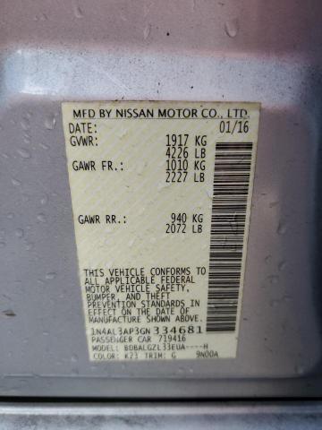 Photo 10 from auction – 2016 NISSAN ALTIMA 2.5 with VIN 1N4AL3AP3GN334681