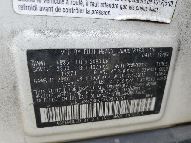 Photo 10 from auction – 2010 SUBARU OUTBACK 2. with VIN 4S4BRCKC3A3343257