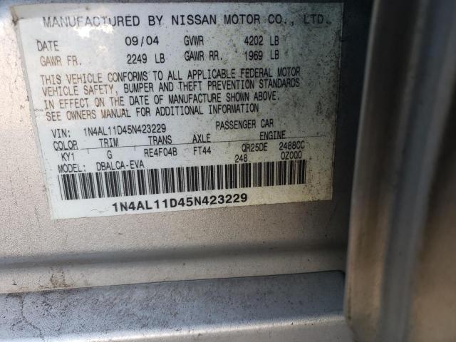Photo 10 from auction – 2005 NISSAN ALTIMA with VIN 1N4AL11D45N423229