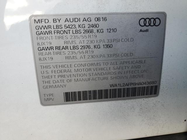 Photo 10 from auction – 2017 AUDI Q5 PREMIUM with VIN WA1L2AFP6HA043680