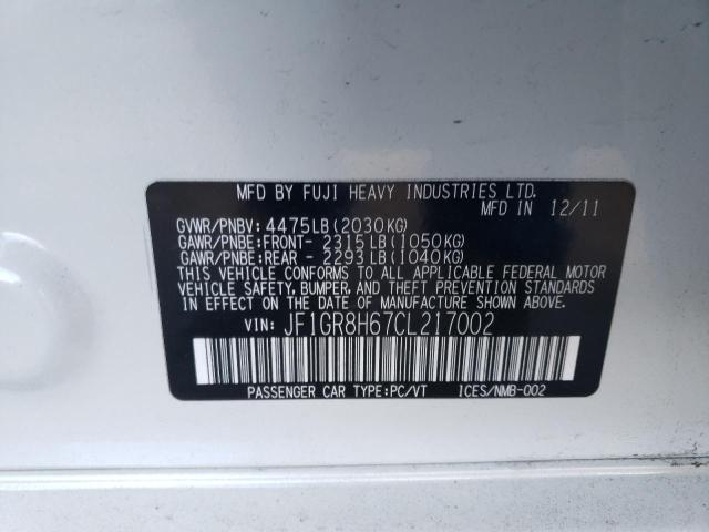 Photo 10 from auction – 2012 SUBARU IMPREZA WR with VIN JF1GR8H67CL217002