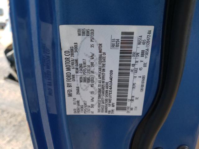 Photo 10 from auction – 2010 FORD EXPLORER E with VIN 1FMEU7EE4AUA40109