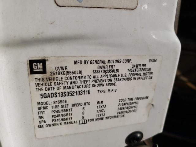 Photo 10 from auction – 2005 BUICK RAINIER CX with VIN 5GADS13S052103110