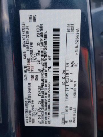 Photo 10 from auction – 2018 FORD ESCAPE SE with VIN 1FMCU0GD3JUC58996