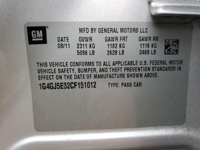 Photo 10 from auction – 2012 BUICK LACROSSE T with VIN 1G4GJ5E32CF151012