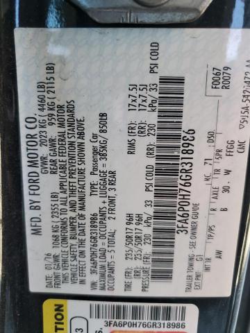 Photo 10 from auction – 2016 FORD FUSION SE with VIN 3FA6P0H76GR318986