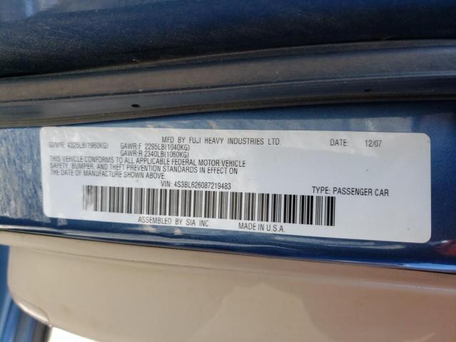 Photo 10 from auction – 2008 SUBARU LEGACY 2.5 with VIN 4S3BL626087219483