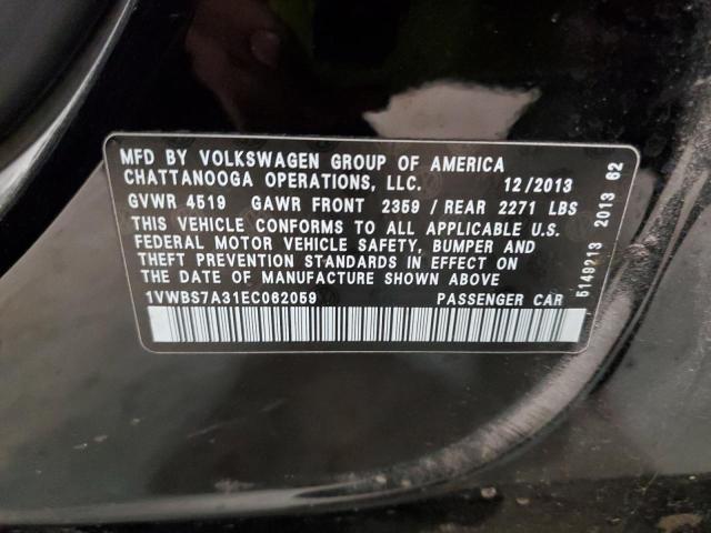 Photo 10 from auction – 2014 VOLKSWAGEN PASSAT SE with VIN 1VWBS7A31EC062059